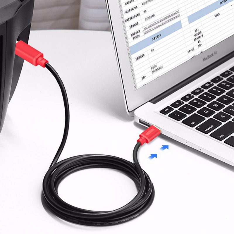 Tan QY كابل طابعة تان QY بطول 16 قدم، USB 2.0 عالي السرعة مع موصلات مطلية بالذهب، كابل طابعة سكانر من نوع A Male إلى B Male متوافق مع HP وCanon وLexmark وDell وXerox وSamsung وغيرها (16 قدم، أحمر) - Image 3